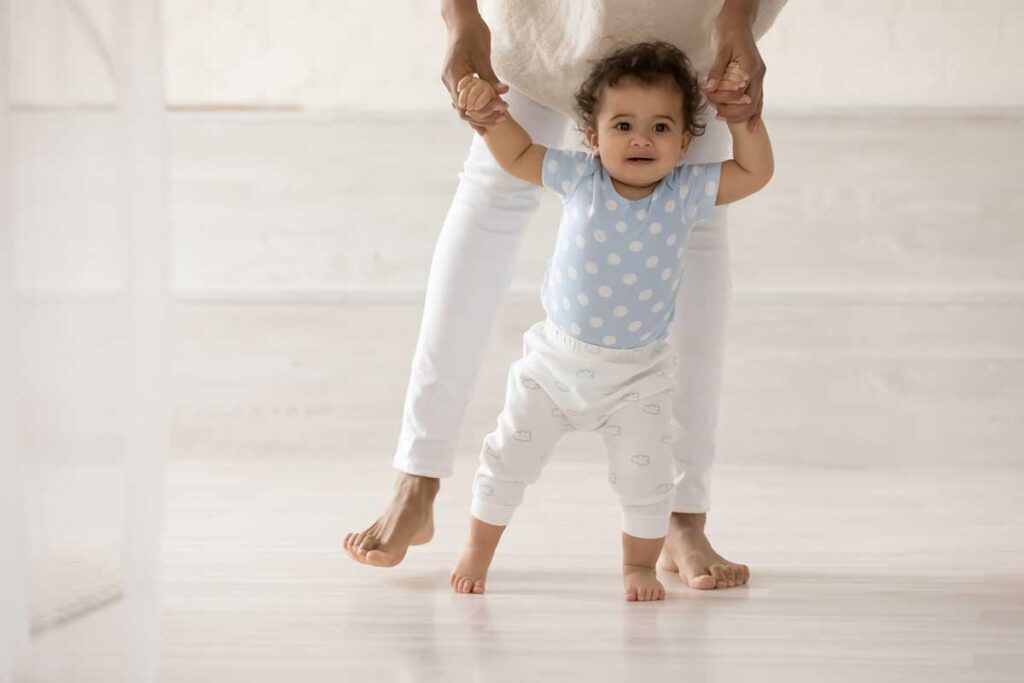 Trying new things, baby learning to walk